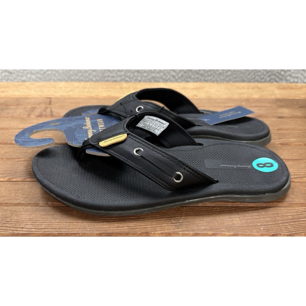 Tommy Bahama Sandals Mens 8 Black TBF Coast Flip Flops Beach Summer Casual NEW
